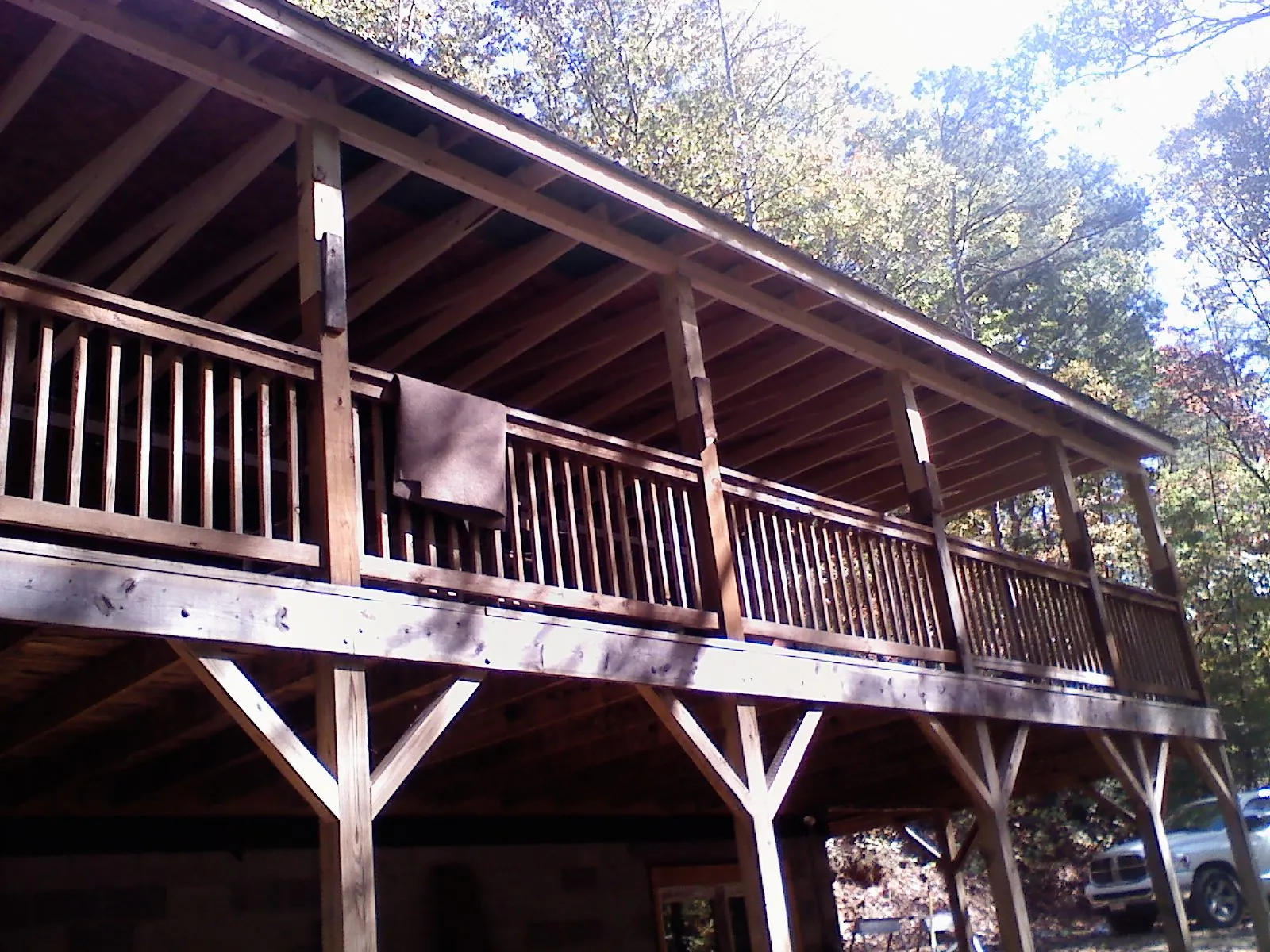 Timber framing under a new elevated porch and deck — Roof Leak Repair in Palos Park by Roofing Brothers