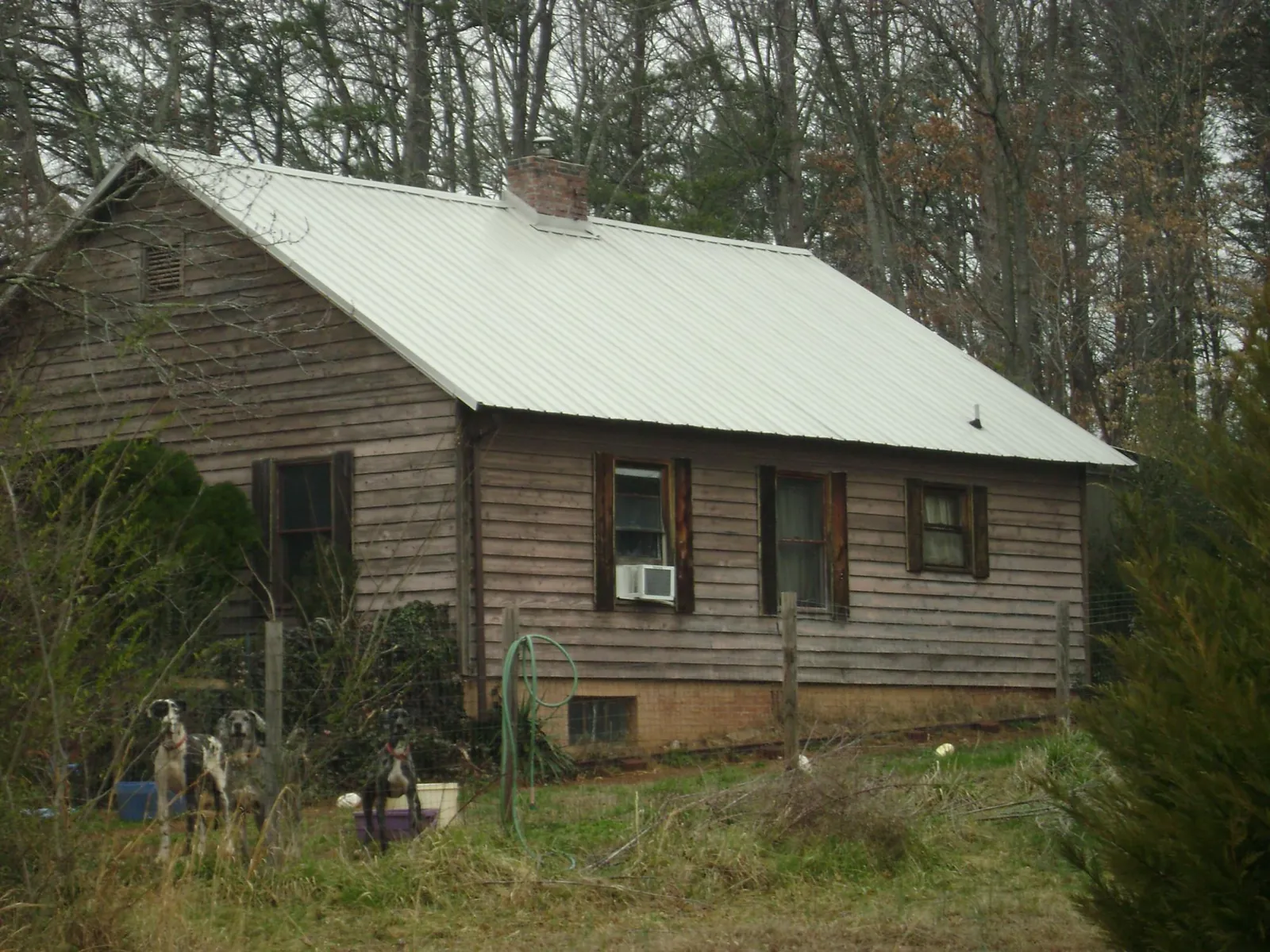 White metal roof on an old wood sided farmhouse, from a Metal Roof Installation job in Palos Park